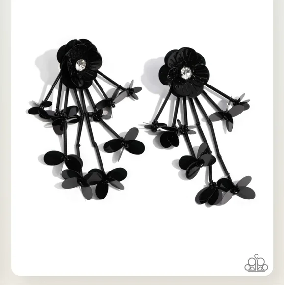 Floral Future - Black Earrings Vintage - Picture 1 of 4